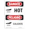 Signmission OSHA Danger Sign, Hot, 14in X 10in Decal, 10" W, 14" H, Bilingual Spanish, Hot OS-DS-D-1014-VS-1357 - alternate 1